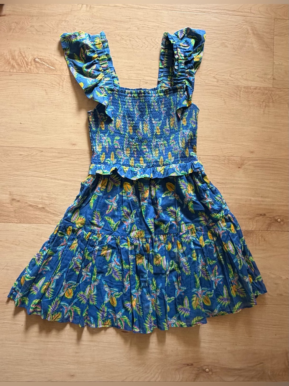 Anthropologie Caballero Blue Floral Smocked Sundress